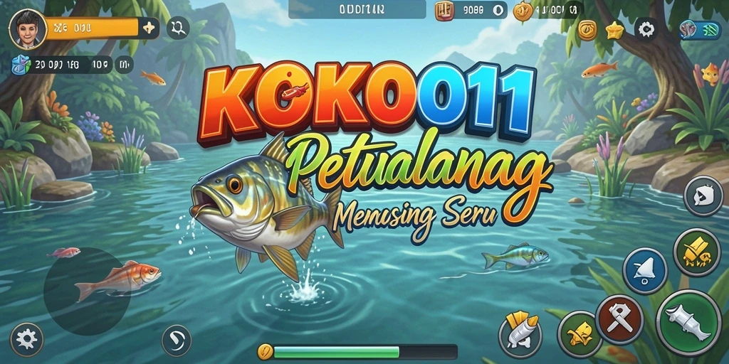 Screenshot menunjukkan gameplay KOKO11 yang menampilkan aksi memancing yang mendebarkan.