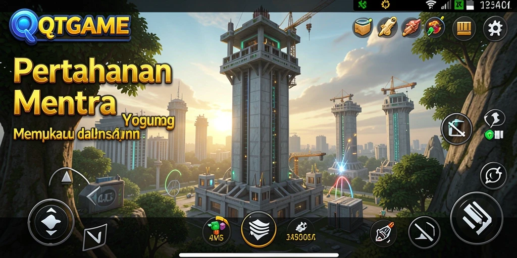 Menampilkan gameplay menegangkan dari QTGAME di Tower Defense.