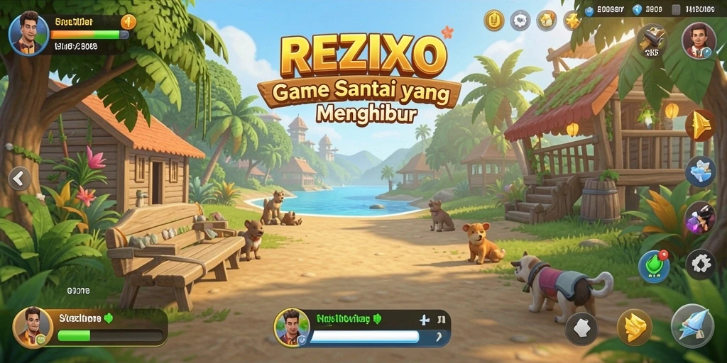 Tampilan gameplay seru dan penuh warna di REZIXO.